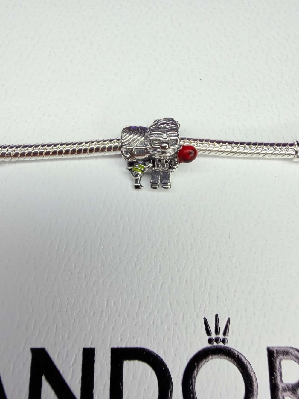 Pandora Silver Robot Charm with Red and Green Accents